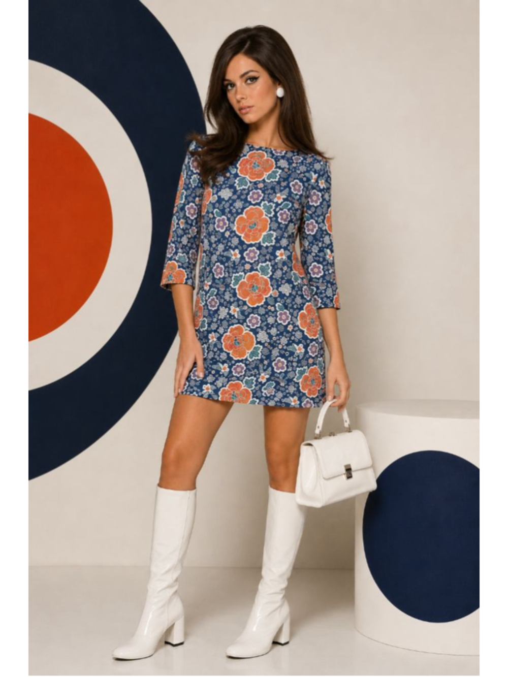 OLD NAVY Bohemian Mini Floral Shift Dress Blue And Orange Size M